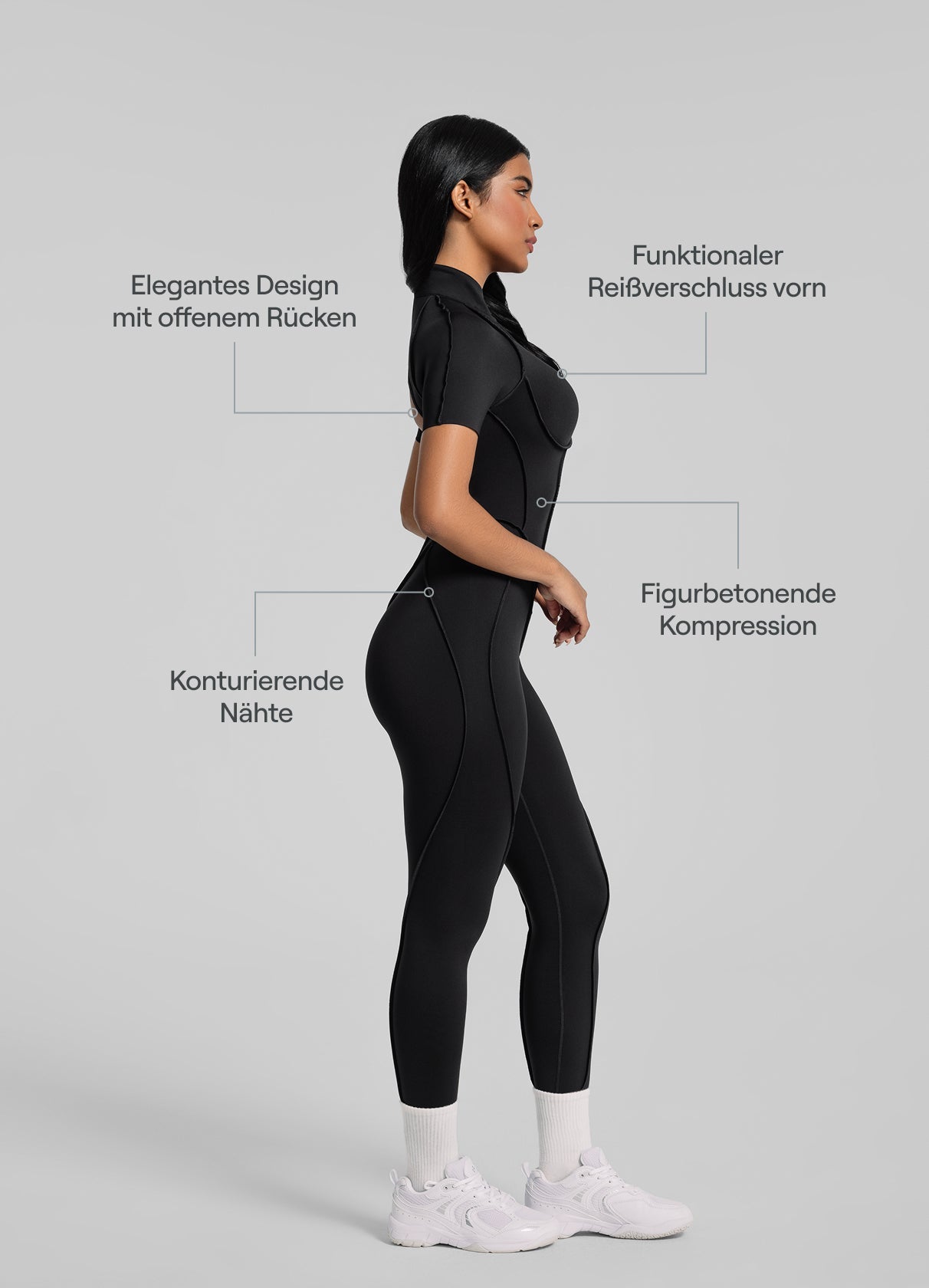 Kurzer Catsuit mit geschlossenem Rücken